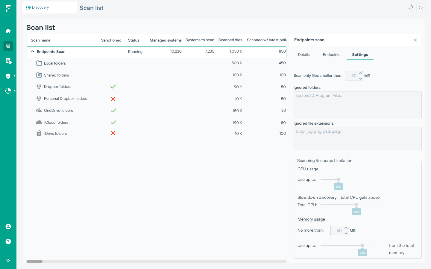 Scan List Settings